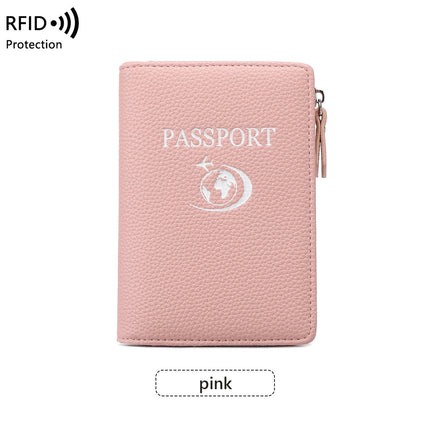 Cross-Border New Multifunctional Rfid Passport Holder with Pebbled Texture Wallet, Travel Ticket Holder, Anti-Theft Portable Passport Holder