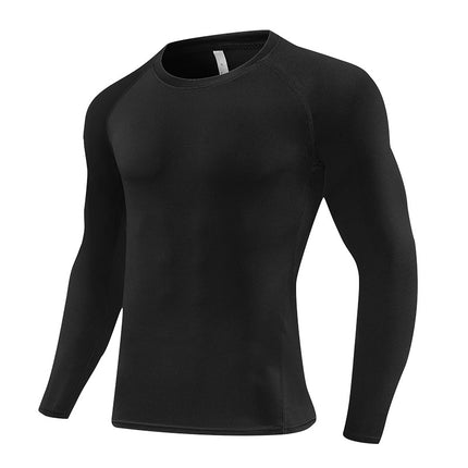 Amazon Pro Quick-Drying Tights Men's Printed Long-Sleeved Sports Running Fitness Compression Clothing Round Neck T-Shirt Wholesale
