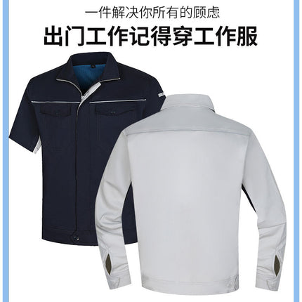 Summer and Autumn Elastic Long and Short-sleeved Work Clothes Men's Thin Wear-resistant Anti-static Short-sleeved Tooling Power Grid Labor Protection Clothing