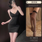 Black + black fishnet stockings / S