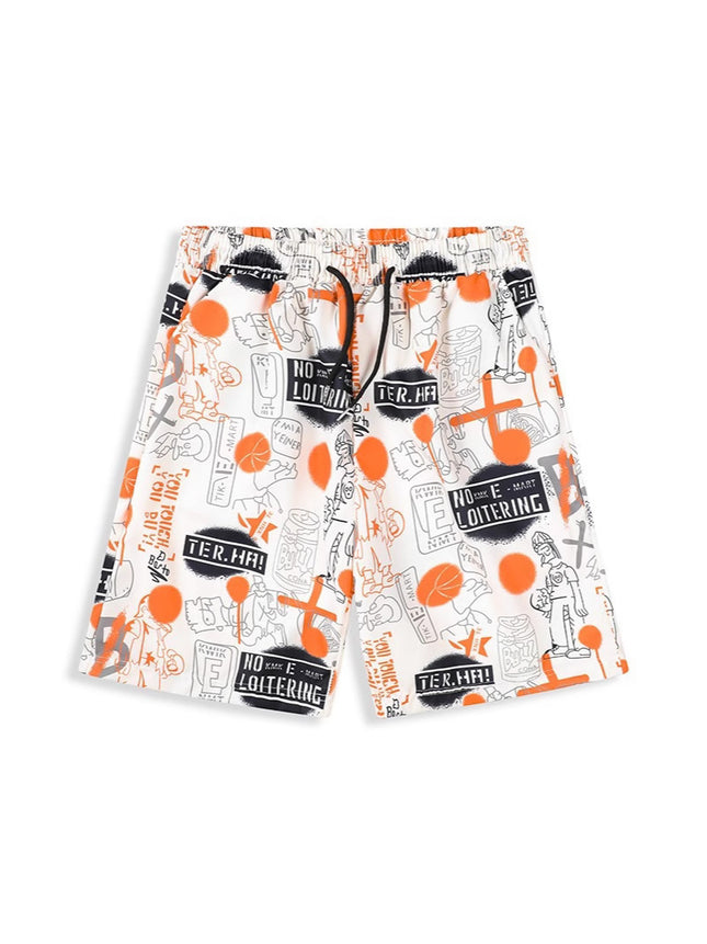 Trendy Printed Shorts for Men and Women, Summer Ice Silk Cool Casual Knee-Length Shorts, Youth Straight Beach Shorts