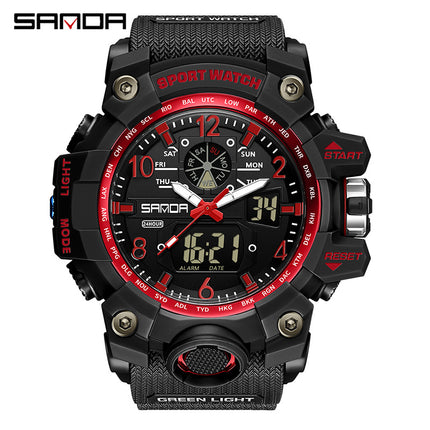 Sanda Hot-Selling Watch Korean Version Student Party Multi-Functional Waterproof Alarm Clock Electronic Watch Cool Dual Display Luminous Sports Watch