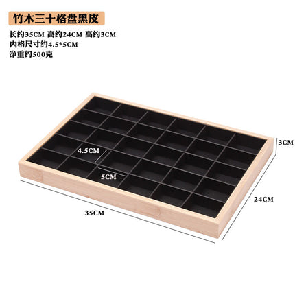 Ice Fleece Leather Solid Wood Bamboo Jewelry Plate Ring Earrings Necklace Pendant Bracelet Ring Jewelry Tray