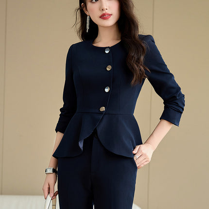 Cross-Border Black Suit Set for Women, New Design for Spring, Autumn and Winter, Jewelry Store Workwear, Beauty Salon Front Desk Uniform