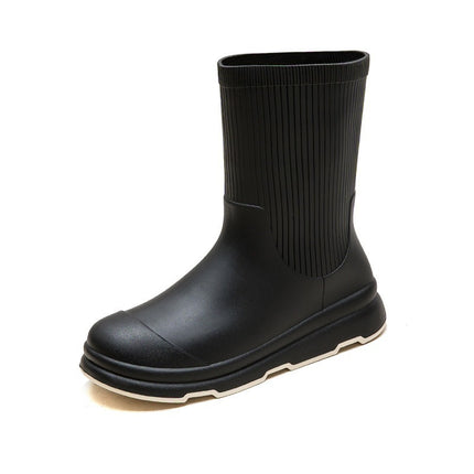 2026 Cross-Border Winter Thick-Soled Cotton-Lined Rain Boots for Women, Fashionable Waterproof Non-Slip Outdoor Mid-Calf Rain Boots for Hiking