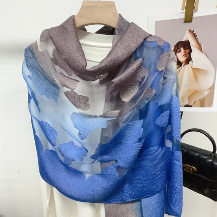 Three-dimensional Flower Cutting Scarf Women's Spring and Autumn Korean-style Organza Rose Long Scarf Gauze Dual-use Shawl