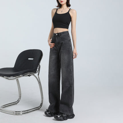 American Style Retro Old High Waist Straight Jeans Women's 2025 Spring New Loose Slim-Fit Pants