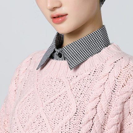 Cotton Brushed Plaid Winter Sweater Fake Collar Collar Protector Unisex Shirt Collar Fashionable Versatile Fake Collar