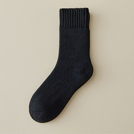 Cross-Border Winter Warm Knitted Floor Confinement Socks Plus Velvet Thickened Mid-Length Adult Anti-Ski Socks