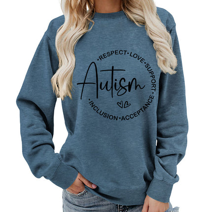 Foreign trade supply autism printing round neck women's coat vests foreign trade supply autumn and winter coat leisure wide pine Europe