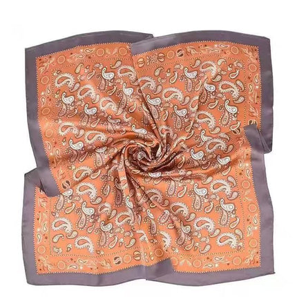 Simulated Silk Printed Silk Scarf for Women, Korean Cashew Leopard Print Headscarf, Four-Season Scarf, Professional Scarf Wholesale