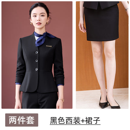 Gray Suit Suit for Women 2025 New Spring & Fall High-End Business Attire Formal Hotel Front Desk Manager Work Clothes