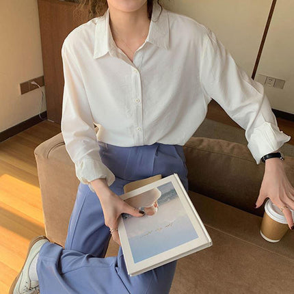 ins Girl Cream Yellow Shirt Light Yellow Top Gentle Elegant Draping Loose Candy Long Sleeve Shirt Jacket