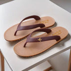 Vietnamese rubber flip flops (brown bottom and brown belt) / Size 5 (recommended size 39 feet)