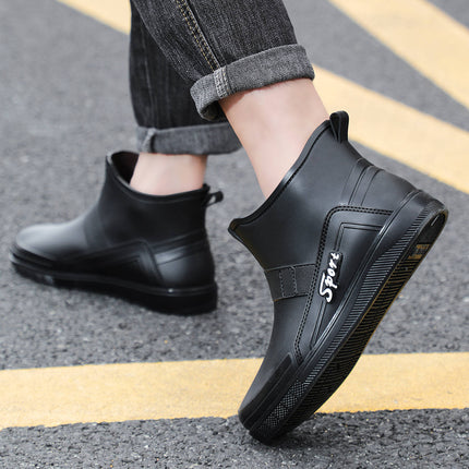 Summer Rain Boots, Short-Tube Men's Wading Boots, Fishing Boots, Medium-Short-Tube Night Reflective Strips, Rubber Shoes, Work Shoes, Labor Protection Shoes