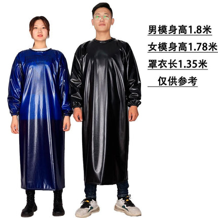 Thickened Beef Tendon Long-Sleeved Overalls Waterproof, Oil-Proof, Wear-Resistant, Acid and Alkali Resistant Slaughterhouse Stone Apron Reverse Dressing