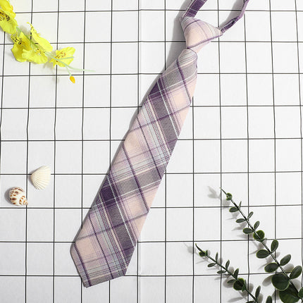 JK Small Tie Women's College Style Lazy Japanese Style Plaid Uniform Shirt Tie Student ins Men's and Women's Short Free Tie