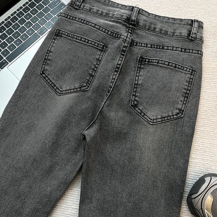 Micro flared jeans women's high waist 2024 new spring and autumn tight slimming stretch straight loose mop pants fashion