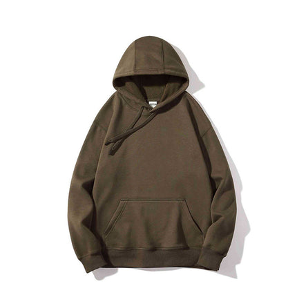 400g Heavyweight Fleece-Lined Autumn and Winter Hooded Sweatshirt, Multi-Color, Solid Color, Simple and Thick, Suitable for Layering, Unisex Sports Hoodie