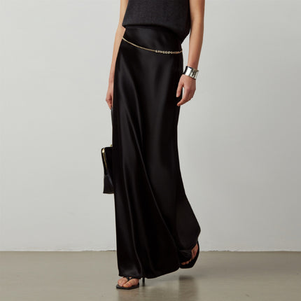 Triacetate Satin Fishtail Skirt Women's Slim Fashionable Hip Skirt Elegant Long Skirt Spring and Summer