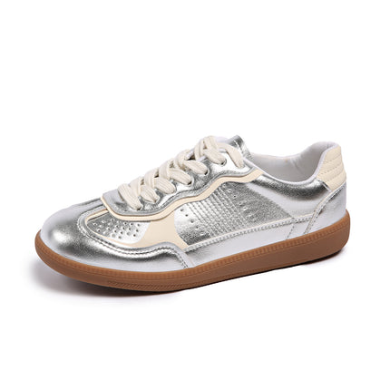 Comfortable Versatile Soft-Soled Silver Training Shoes for Women 2025 New Retro Casual Classic Sneakers