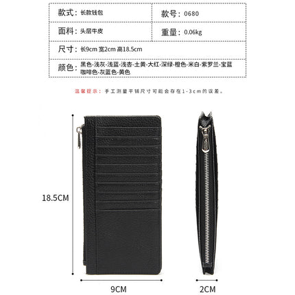 Genuine Leather women's wallet long foreign trade Japanese multi-card card holder first layer cowhide zipper handbag long wallet