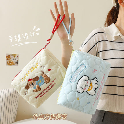 Cute Puppy Portable Cosmetic Bag for Women Portable Large Capacity Skin Care Brush Travel Toiletry Bag Wholesale