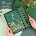 Take your time and take your time retro green-window flower button two-piece set