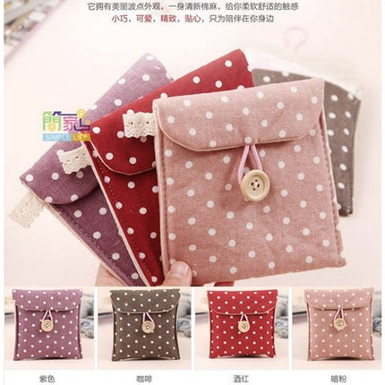 Hot-selling supply wave point cotton and linen sanitary napkin storage bag sanitary cotton bag student girl aunt towel storage bag