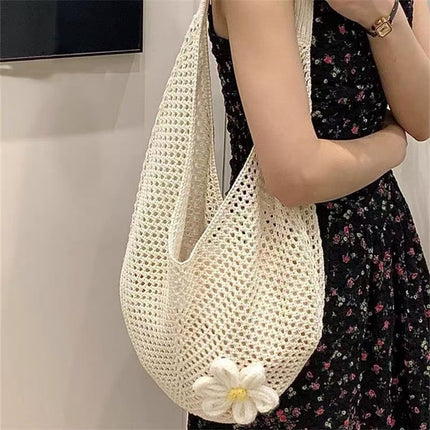 Large-Capacity Bag for Women 2025 New Versatile One-Shoulder Seaside Vacation Beach Bag Woven Straw Commuter Tote Bag