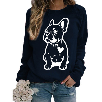 Foreign trade supply dog love printing round neck jacket sweater European size women's coat long sleeve cross-border autumn and winter leisure