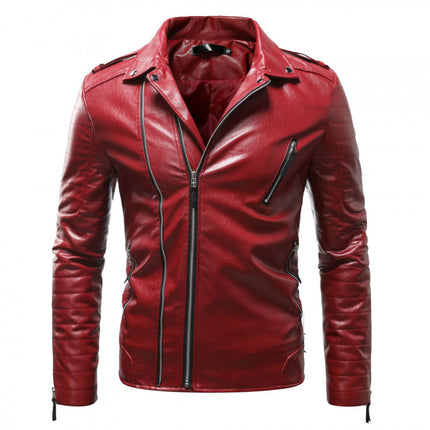 2023 Cross-Border New Spot European and American Men's Fashion Pressed Cotton Windproof Motorcycle Leather Jacket Wholesale