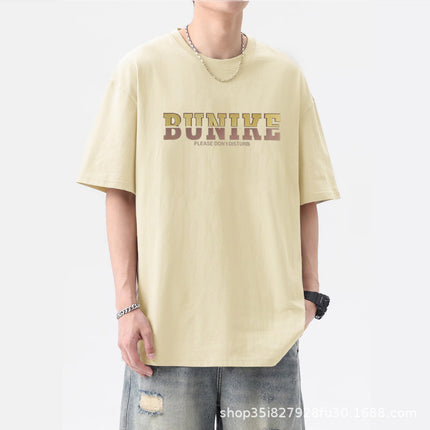 High-end three-pin cotton short-sleeved T-shirt men's three-dimensional flocking brushed silicone design top American fashion brand T-shirt