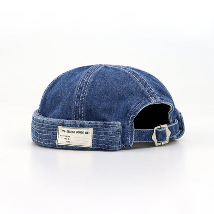 Denim Landlord Hat Cotton Men's Japanese Style Literary Melon Cap Women's Trendy Brand Retro American Sailor Hat Cloth Label Hat Wholesale