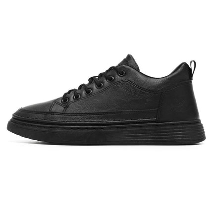 2025 Autumn Men's Shoes Versatile Casual Sneakers Men's Korean Style Trendy Black Leather Shoes Sports Casual Shoes