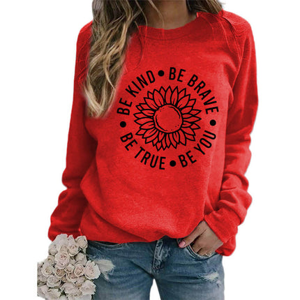Foreign trade supply be like flower printed round neck jacket sweater European size ladies coat long sleeve cross-border autumn and winter
