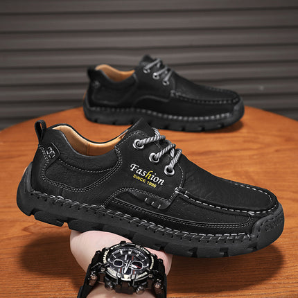 Cross-border Explosions Leather Shoes Men's Low-top Lace-up Soft-soled Casual Shoes Men's Hand-stitched Sole Retro Extra Large Size Men's Shoes 4748