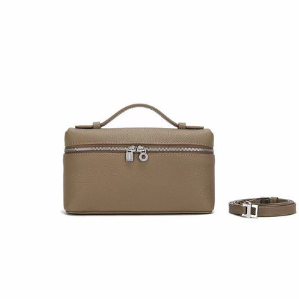 Lp Lunch Box Bag 2025 New First-Layer Cowhide Box Bag High-Quality One-Shoulder Satchel Cross-Body Genuine Leather Women's Bag Cross-Border