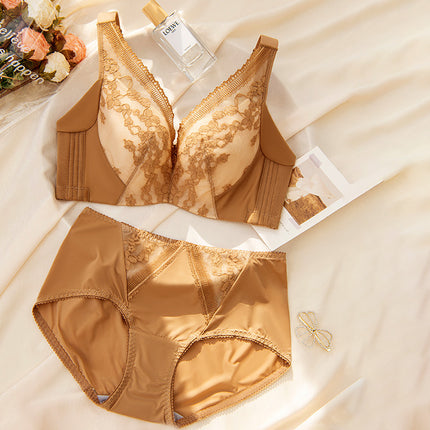 Outer expansion bra plus size thin Cup underwear soft steel ring anti-drooping adjustable small bra comfortable breathable four breasted