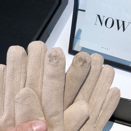 Women's Winter Gloves with Velvet and Thickeneding for Outdoor Cycling and Driving, Suede Velvet for Cold Protection, Touch Screen and Windproof Plush