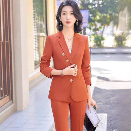 Orange Suit Jacket Women's High-end Fashionable Business Wear Elegant Goddess Fan Dress Western Style Fashionable Small Suit suit