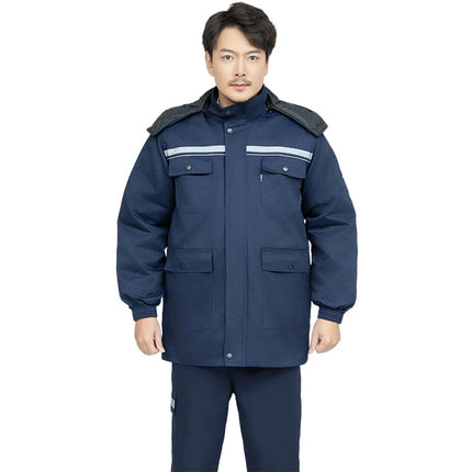Winter thickened anti-static overalls cotton-padded clothes detachable cotton-padded jacket gas station electronics factory warm labor protection clothing wholesale