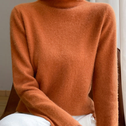 Curled Pile Collar Wool Sweater Women's 100 Pure Wool Base Shirt Autumn and Winter New High Neck Cashmere Knitted Sweater