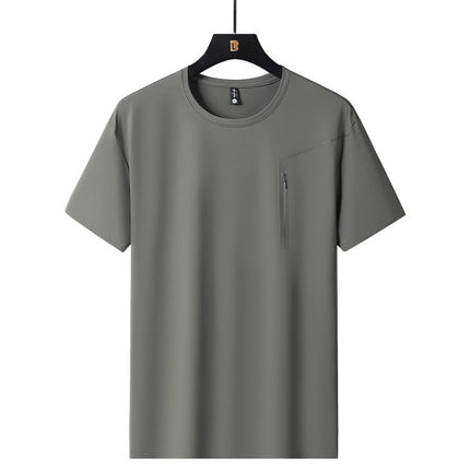 Ice Silk Short-sleeved T-shirt Men's and Women's 2025 New Summer Men's and Women's Thin Elastic Breathable Sports Quick-drying Clothes Cool T-shirt