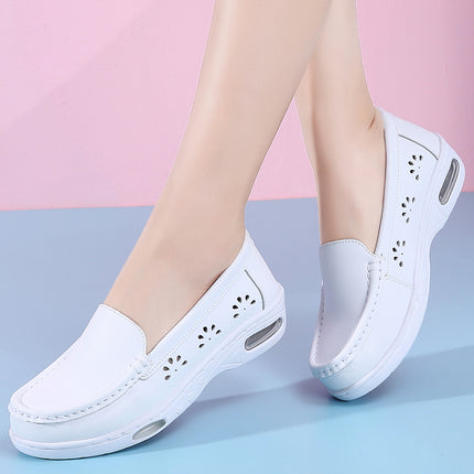 Shoes Women's Summer Spring and Autumn Air Cushion Soft Sole White Medical Shoes Thick Sole Increased Breathable Not Tired Feet