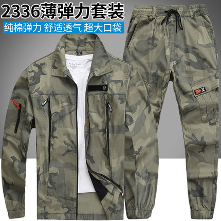 Summer Pure Cotton Thin Work Clothes Set for Men and Women Stretch Camouflage Clothing for Welders Wear-resistant Work-protection Clothing Casual Suit