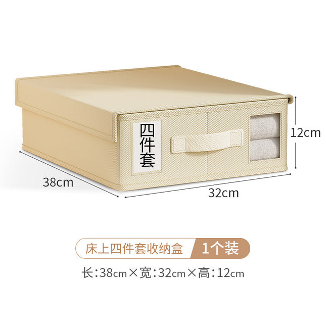 Cross-border Non-woven Bed Sheet Storage Box with Lid Window Foldable Household Wardrobe Clothes Arrangement Storage Box