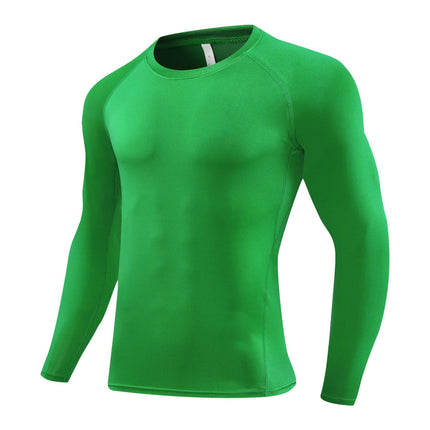 Amazon Pro Quick-Drying Tights Men's Printed Long-Sleeved Sports Running Fitness Compression Clothing Round Neck T-Shirt Wholesale