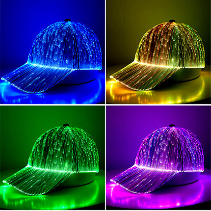 Cross-border tremolo LED fiber optic glow cap concert bar glow baseball cap cap party performance cap