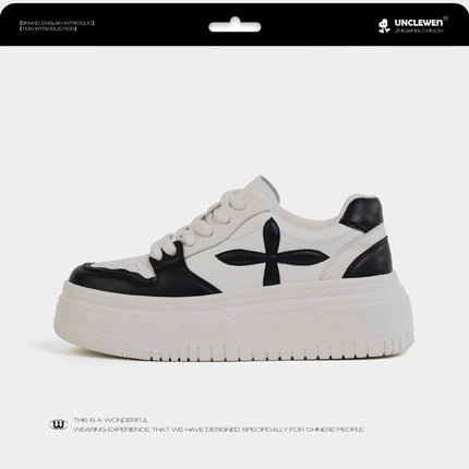 Heightening Thick-Soled Platform Sneakers for Women 2025 Summer New Casual Shoes Small Fragrant Style Genuine Leather White Shoes for Women Comfortable